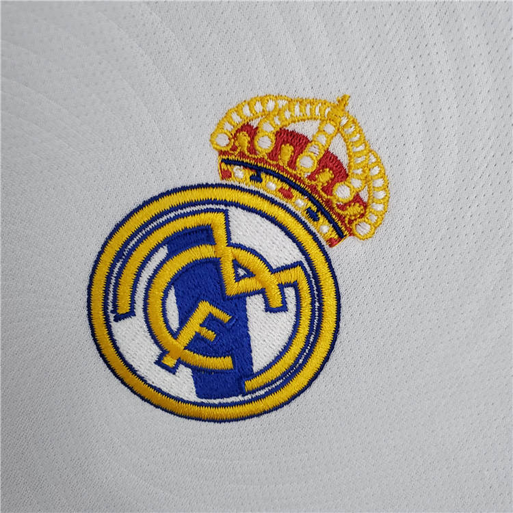 Real Madrid 21-22 Home White Soccer Jersey Football Shirt (Long Sleeve) - Click Image to Close